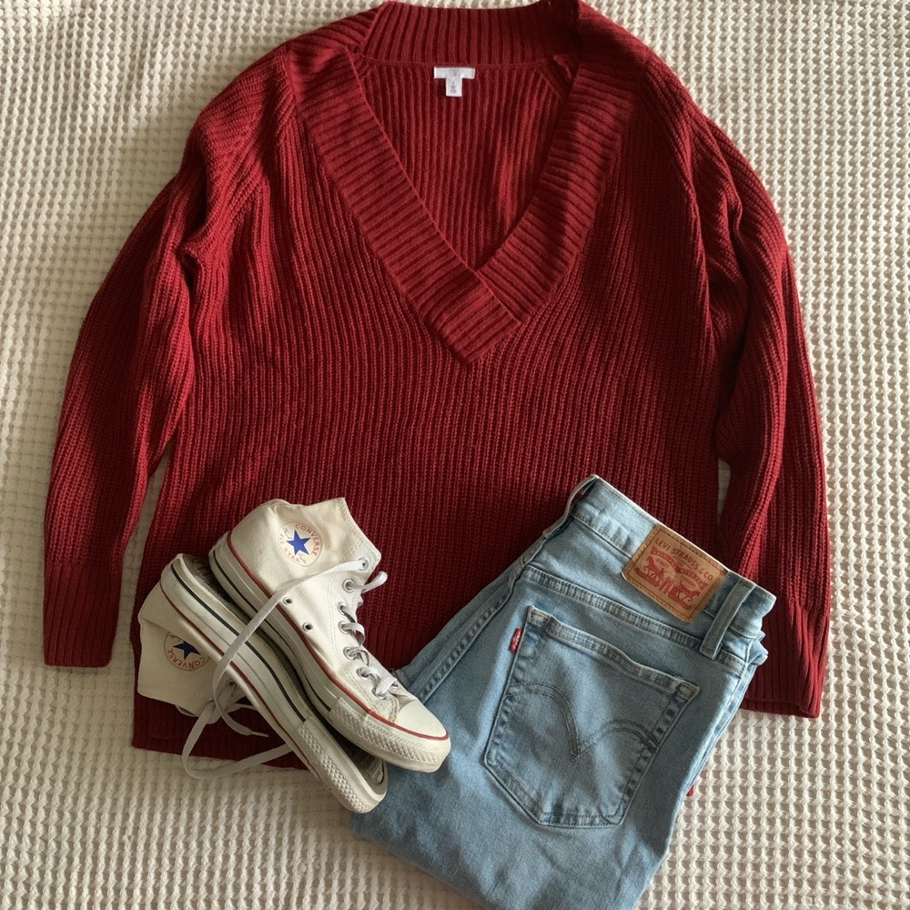 Nordstrom Burnt Orange V-Neck Sweater